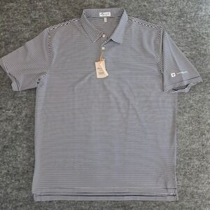 NWT Peter Millar Summer Comfort Polo Shirt Men XXL Blue Stripe Vaquero Golf Logo